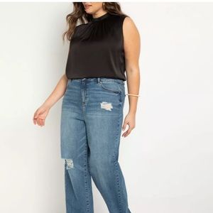 Classic Fit Distressed Straight Leg Jean